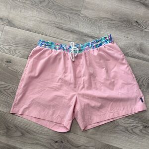 Simply Southern Pink Swim Trunks with Colorful Waistband size Large‎